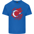 Torn Turkey Flag Turkish Day Football Mens Cotton T-Shirt Tee Top Royal Blue