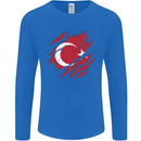 Torn Turkey Flag Turkish Day Football Mens Long Sleeve T-Shirt Royal Blue