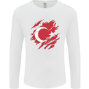 Torn Turkey Flag Turkish Day Football Mens Long Sleeve T-Shirt White