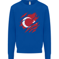 Torn Turkey Flag Turkish Day Football Mens Sweatshirt Jumper Royal Blue