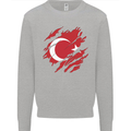 Torn Turkey Flag Turkish Day Football Mens Sweatshirt Jumper Sports Grey