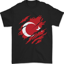 Torn Turkey Flag Turkish Day Football Mens T-Shirt 100% Cotton Black