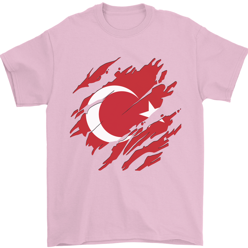 Torn Turkey Flag Turkish Day Football Mens T-Shirt 100% Cotton Light Pink
