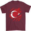 Torn Turkey Flag Turkish Day Football Mens T-Shirt 100% Cotton Maroon