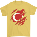 Torn Turkey Flag Turkish Day Football Mens T-Shirt 100% Cotton Yellow