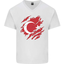 Torn Turkey Flag Turkish Day Football Mens V-Neck Cotton T-Shirt White