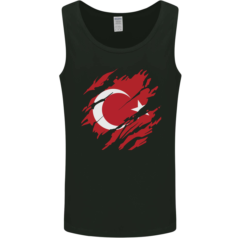 Torn Turkey Flag Turkish Day Football Mens Vest Tank Top Black