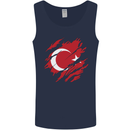 Torn Turkey Flag Turkish Day Football Mens Vest Tank Top Navy Blue