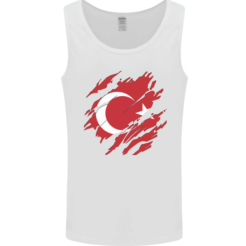 Torn Turkey Flag Turkish Day Football Mens Vest Tank Top White
