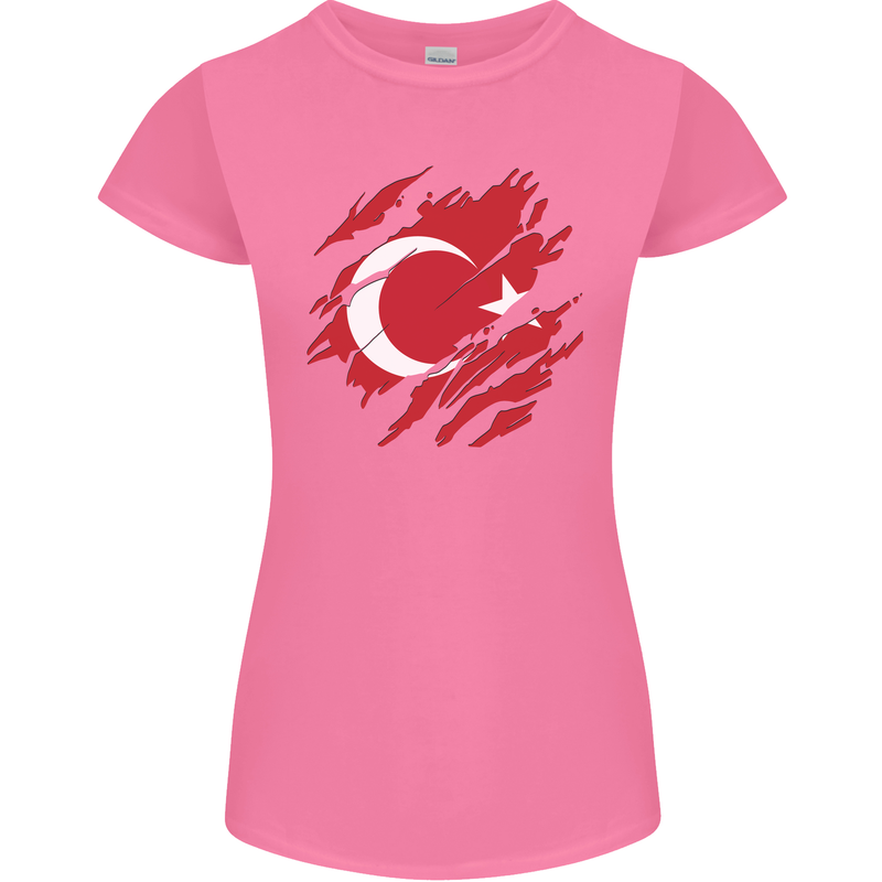 Torn Turkey Flag Turkish Day Football Womens Petite Cut T-Shirt Azalea