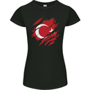 Torn Turkey Flag Turkish Day Football Womens Petite Cut T-Shirt Black