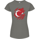 Torn Turkey Flag Turkish Day Football Womens Petite Cut T-Shirt Charcoal