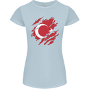 Torn Turkey Flag Turkish Day Football Womens Petite Cut T-Shirt Light Blue