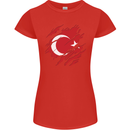 Torn Turkey Flag Turkish Day Football Womens Petite Cut T-Shirt Red