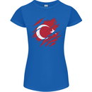 Torn Turkey Flag Turkish Day Football Womens Petite Cut T-Shirt Royal Blue
