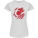 Torn Turkey Flag Turkish Day Football Womens Petite Cut T-Shirt White