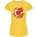 Torn Turkey Flag Turkish Day Football Womens Petite Cut T-Shirt Yellow