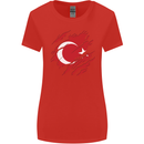 Torn Turkey Flag Turkish Day Football Womens Wider Cut T-Shirt Red
