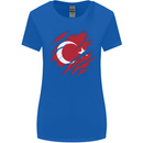 Torn Turkey Flag Turkish Day Football Womens Wider Cut T-Shirt Royal Blue