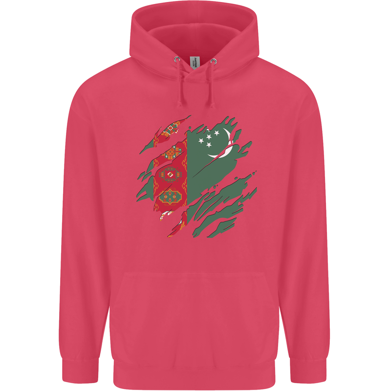 Torn Turkmenistan Flag The Turkmen Day Football Childrens Kids Hoodie Heliconia
