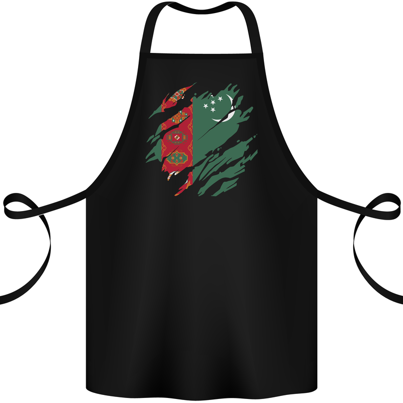 Torn Turkmenistan Flag The Turkmen Day Football Cotton Apron 100% Organic Black