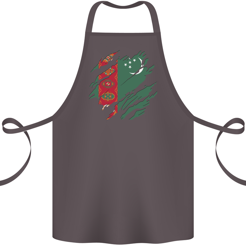 Torn Turkmenistan Flag The Turkmen Day Football Cotton Apron 100% Organic Dark Grey