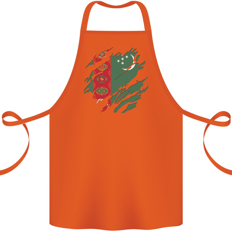 Torn Turkmenistan Flag The Turkmen Day Football Cotton Apron 100% Organic Orange