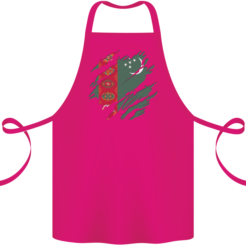 Torn Turkmenistan Flag The Turkmen Day Football Cotton Apron 100% Organic Pink