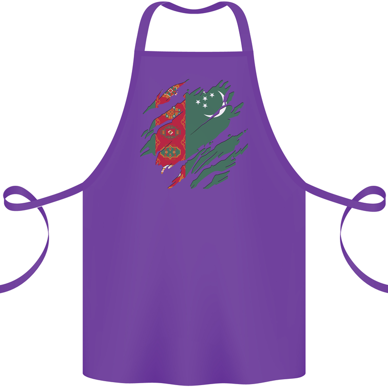 Torn Turkmenistan Flag The Turkmen Day Football Cotton Apron 100% Organic Purple