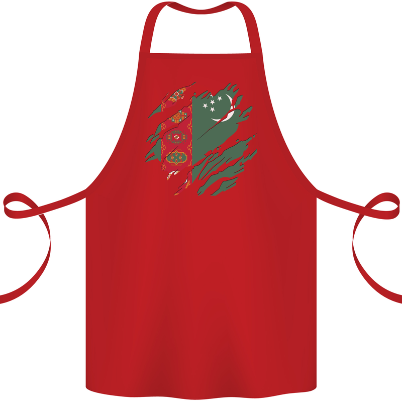 Torn Turkmenistan Flag The Turkmen Day Football Cotton Apron 100% Organic Red