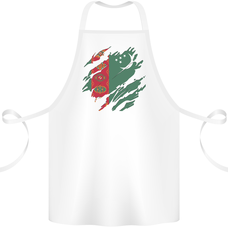 Torn Turkmenistan Flag The Turkmen Day Football Cotton Apron 100% Organic White