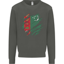 Torn Turkmenistan Flag The Turkmen Day Football Kids Sweatshirt Jumper Storm Grey