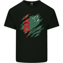 Torn Turkmenistan Flag The Turkmen Day Football Kids T-Shirt Childrens Black
