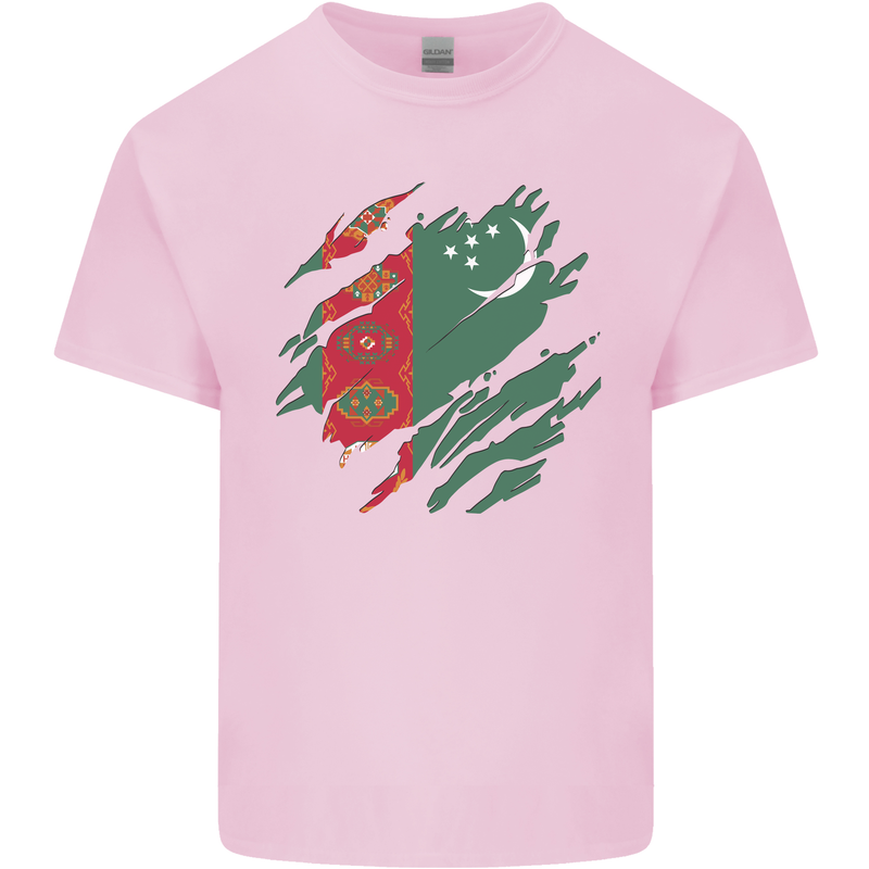 Torn Turkmenistan Flag The Turkmen Day Football Kids T-Shirt Childrens Light Pink