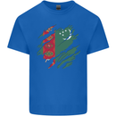 Torn Turkmenistan Flag The Turkmen Day Football Kids T-Shirt Childrens Royal Blue