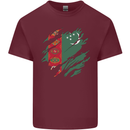 Torn Turkmenistan Flag The Turkmen Day Football Mens Cotton T-Shirt Tee Top Maroon