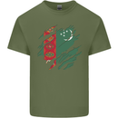 Torn Turkmenistan Flag The Turkmen Day Football Mens Cotton T-Shirt Tee Top Military Green