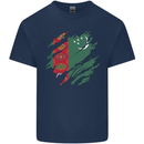 Torn Turkmenistan Flag The Turkmen Day Football Mens Cotton T-Shirt Tee Top Navy Blue