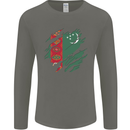 Torn Turkmenistan Flag The Turkmen Day Football Mens Long Sleeve T-Shirt Charcoal