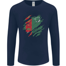 Torn Turkmenistan Flag The Turkmen Day Football Mens Long Sleeve T-Shirt Navy Blue
