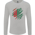 Torn Turkmenistan Flag The Turkmen Day Football Mens Long Sleeve T-Shirt Sports Grey