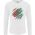 Torn Turkmenistan Flag The Turkmen Day Football Mens Long Sleeve T-Shirt White