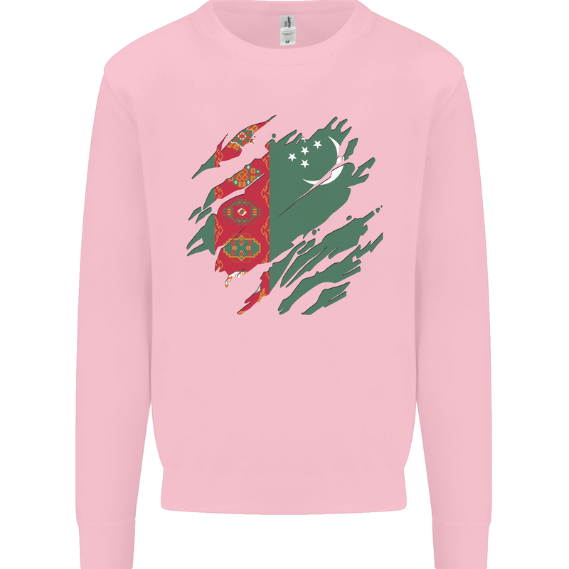Torn Turkmenistan Flag The Turkmen Day Football Mens Sweatshirt Jumper Light Pink