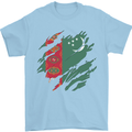 Torn Turkmenistan Flag The Turkmen Day Football Mens T-Shirt 100% Cotton Light Blue