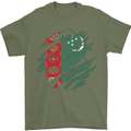 Torn Turkmenistan Flag The Turkmen Day Football Mens T-Shirt 100% Cotton Military Green