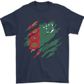 Torn Turkmenistan Flag The Turkmen Day Football Mens T-Shirt 100% Cotton Navy Blue