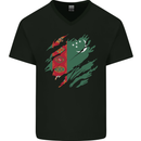 Torn Turkmenistan Flag The Turkmen Day Football Mens V-Neck Cotton T-Shirt Black