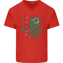Torn Turkmenistan Flag The Turkmen Day Football Mens V-Neck Cotton T-Shirt Red