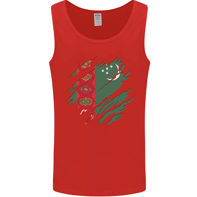 Torn Turkmenistan Flag The Turkmen Day Football Mens Vest Tank Top Red