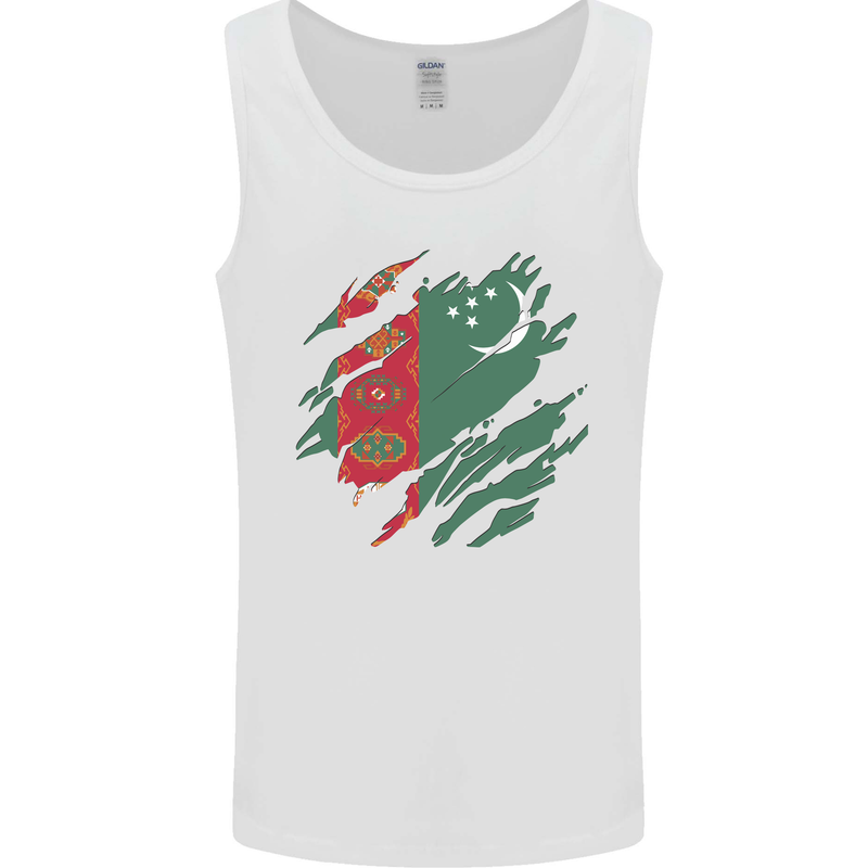 Torn Turkmenistan Flag The Turkmen Day Football Mens Vest Tank Top White